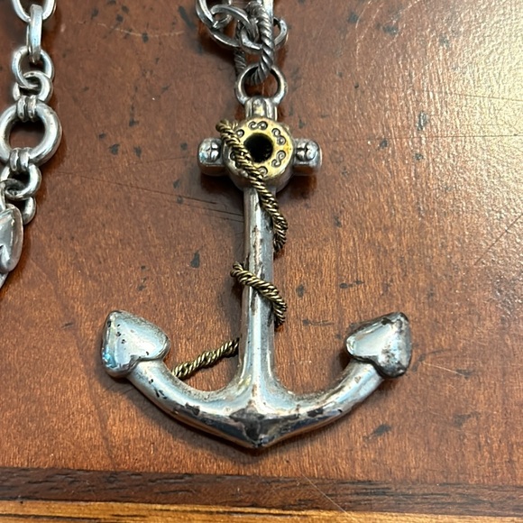 Brighton Anchor Pendant Necklace Long Gold Silver Adjustable - Picture 2 of 5